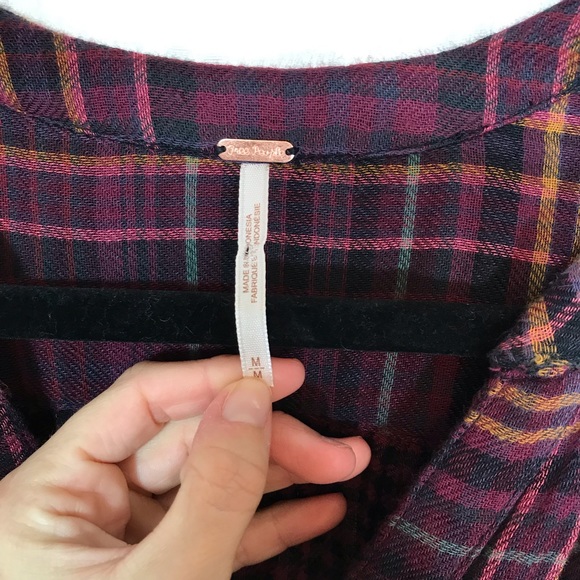 Free People Come On Over Oversized Plaid Size M - Picture 5 of 8
